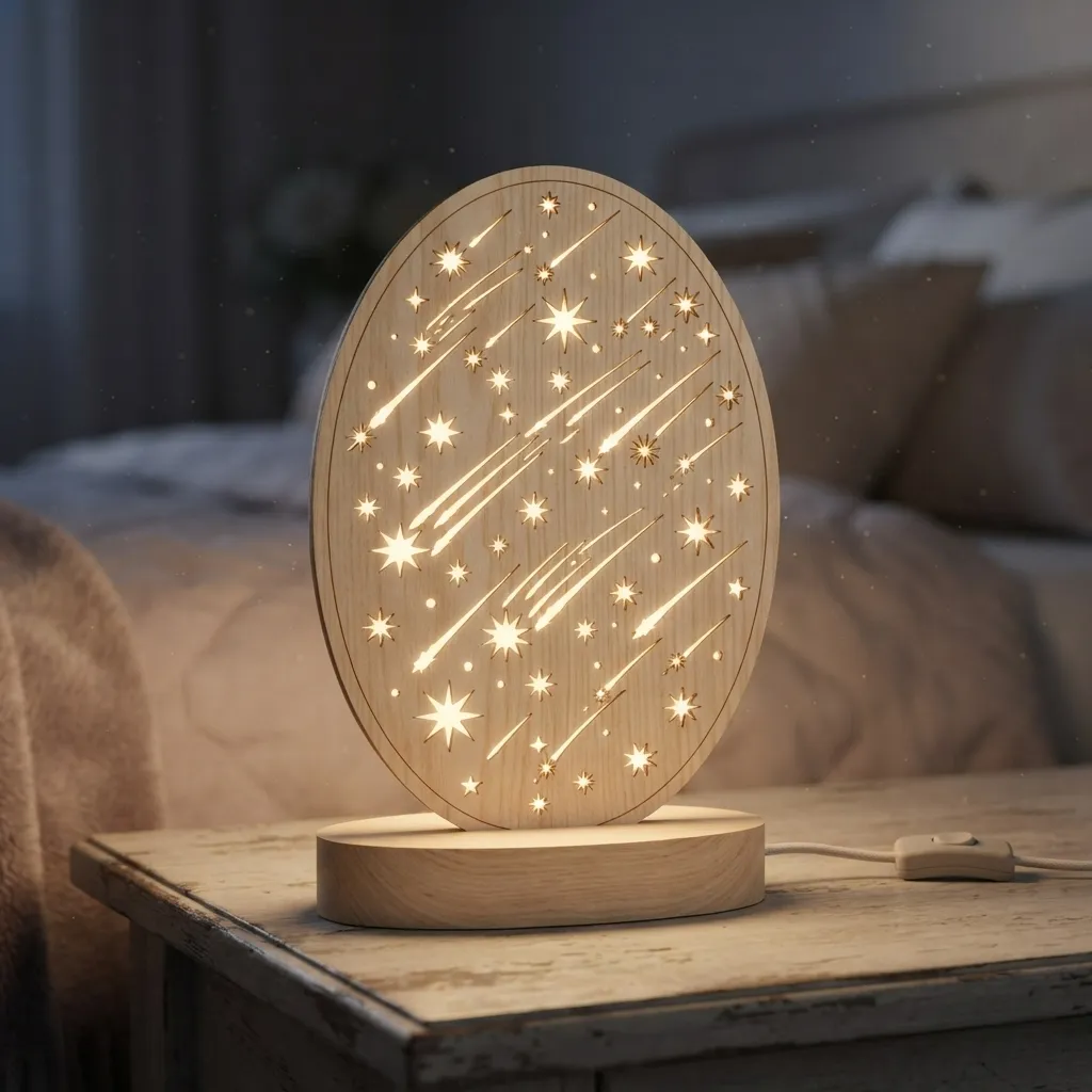 Wooden Night Light Meteor Shower Home Decor