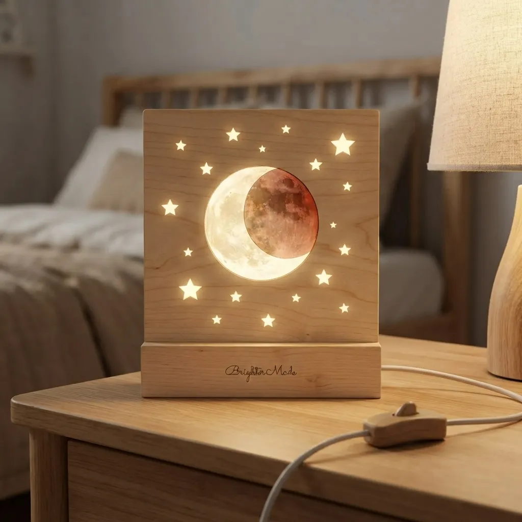 Wooden Night Light Lunar Eclipse Home Decor