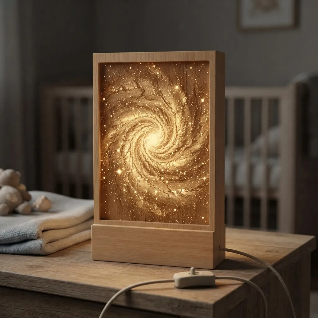 Wooden Night Light Galaxy Collision Home Decor