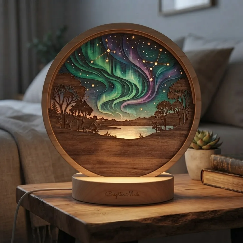 Wooden Night Light Aurora Australis Home Decor